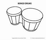 Bongos Bongo Colouring Clipart Caticorn Kawaii Drum Drums sketch template