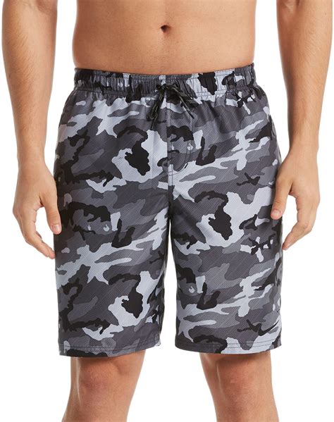 nike synthetic camo volley swim trunks in black for men lyst
