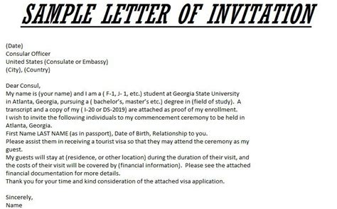 graduation invitation letter sample