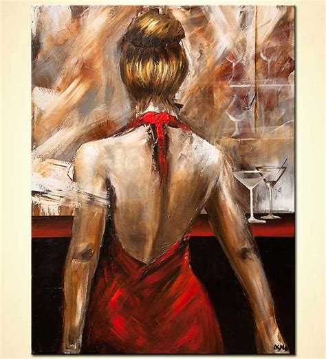 Painting For Sale Red Dress Woman Figure Painting Wine
