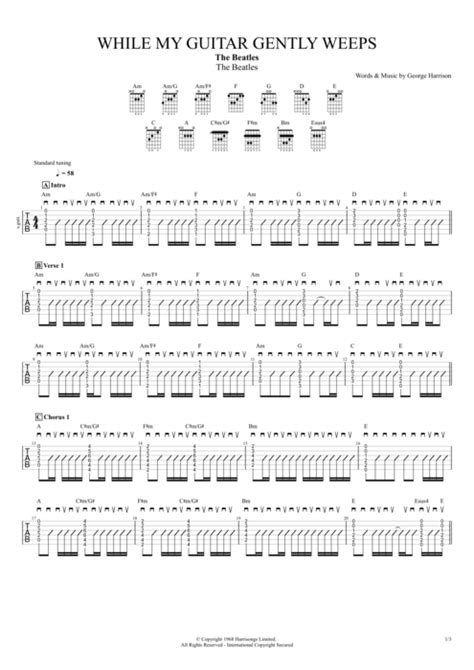 while my guitar gently weeps by the beatles full score guitar pro tab