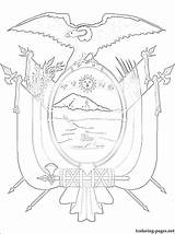 Coloring Arms Coat Ecuador Sheet Template sketch template