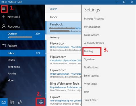 enable  disable focused inbox  mail app  windows