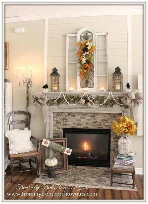 front porch   french farmhouse fall mantel
