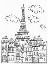 Paris Tower Eiffel Coloring Color Adult Buildings Print Drawing Cute Pages Symbol Very sketch template