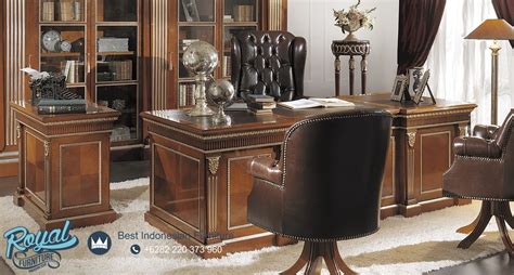 Desain Meja Office Direktur Minimalis Luxury Classic Kayu