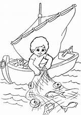 Fisherman Pescador Nelayan Mewarnai Bible sketch template