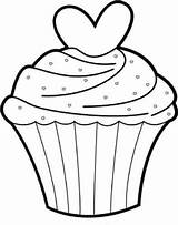 Cupcake Clipart Cake Clip Cup Coloring Outline Birthday Cupcakes Template Drawing Pages Printable Valentine Heart Cliparts Cakes Preschool Color Valentines sketch template
