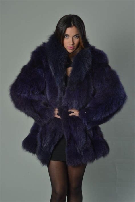 luxury giftpurple fox fur coatfur jacket womens etsy   fur jacket women fox fur