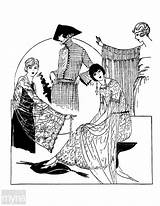 Coloring Vintage Book Fashion 1920s Layouts Early Women Amazon Now sketch template