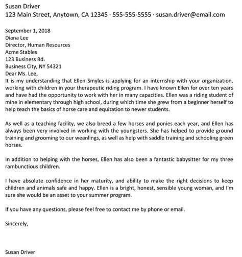 sample recommendation letter internship cover letter sample