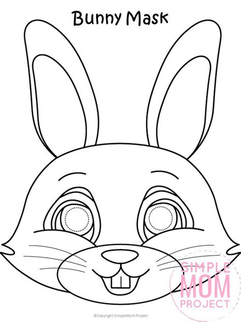 click    simple  printable bunny mask coloring page