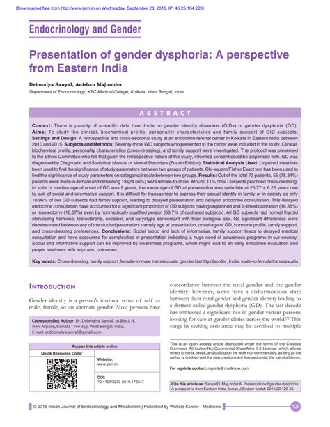pdf presentation of gender dysphoria a perspective from