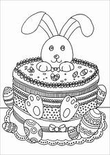 Easter Coloring Pages Rabbit Kids Adults Color Cake Funny Coloriage Bunny Lapin Colouring Children Paques Adult Printable Eggs Justcolor Few sketch template