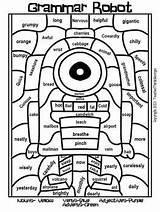 Grammar Speech Parts Color Part Mosaic Coloring Robots Worksheets English Teaching Spelling Punctuation Robot Choose Board Mosaics Template sketch template