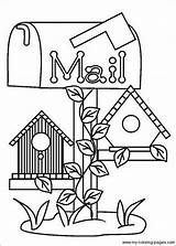 Coloring Pages Houses Bird Birdhouse sketch template