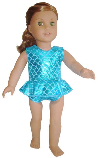 doll clothes fits american girl teal mermaid scales swimsuit bathing