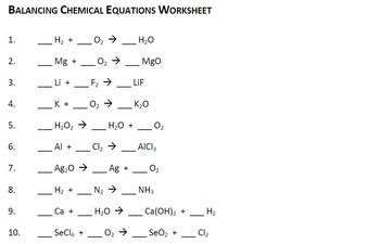 balancing chemical equation worksheet  ms joelle tpt