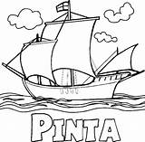 Columbus Coloring Christopher Drawing Fleet Pinta Ship Pngkey sketch template