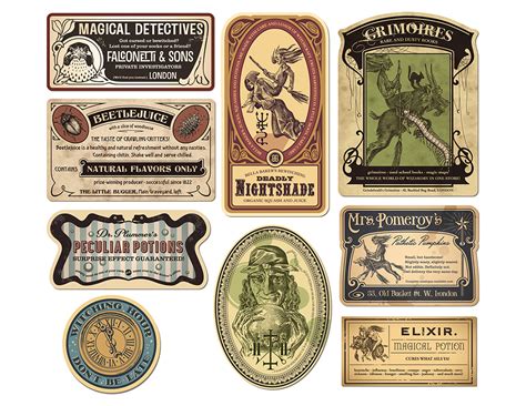 vintage halloween apothecary labels style