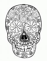 Coloring Pages Skulls Dia Muertos Los Skull Dead Para Sugar Colorear Calaveras Printable Color Adult Catrinas Calavera Adults Clipart Mexicanas sketch template
