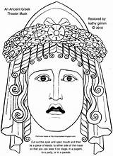Greek Masks Theater Ancient Coloring Template Color Girls Pages Female sketch template