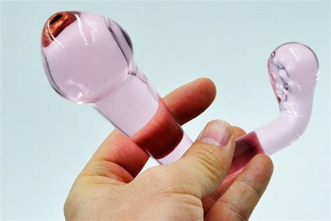 w1031 pink pyrex glass g spot dildo penis crystal prostate massager anal butt plug sex toys