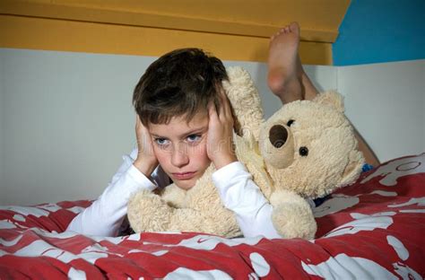boy angry  bed stock image image  orphan depressed
