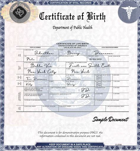 birth certificate  official vital records