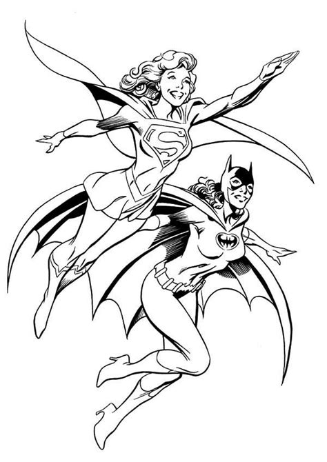 supergirl  batgirl superhero coloring superhero coloring pages