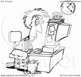 Deadline Tired Cartoon Outline Trying Meet Woman Her Clip Illustration Royalty Rf Leishman Ron Toonaday Regarding Notes sketch template