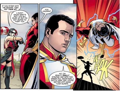 harley quinn challenges shazam to a fight injustice gods