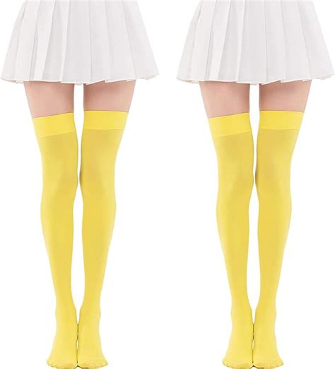 2 pairs solid over knee stockings for women cosplay costume party