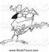 Cartoon Stock Guitarist Frog Bass Coloring Royalty sketch template