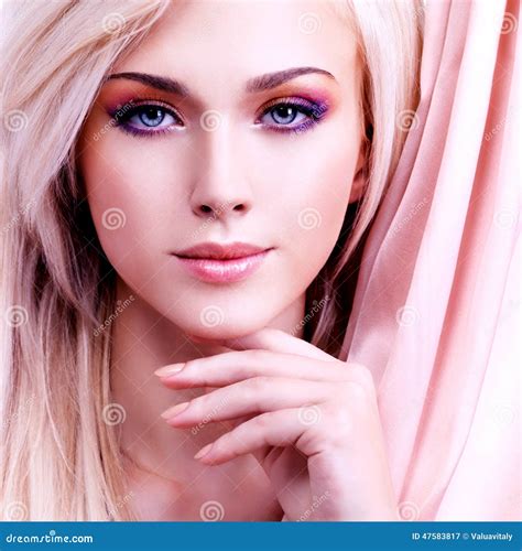 Beautiful Sensual Woman With Pink Silk Stock Image Image Of Model