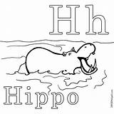 Hippo Coloring Alphabet Pages Printable Letter sketch template