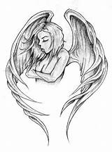 Angel Tattoo Designs Outline Tattoos Wings Drawing Guardian Female Girl Wing Stencil Draw Template Back Half Sketches Demon Getdrawings Girls sketch template
