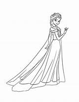 Elsa Coloring Drawing Pages Body Frozen Queen Ice Gown Wearing Getdrawings sketch template