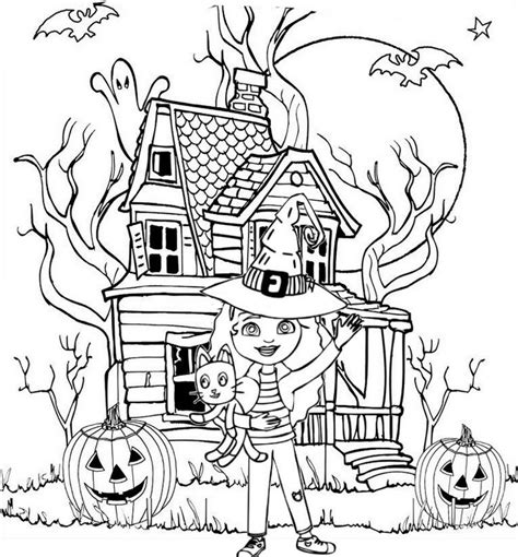 disegno da colorare la casa delle bambole  gabby halloween la casa infestata
