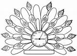 Clock Wall Pages Coloring Peacock Steampunk sketch template