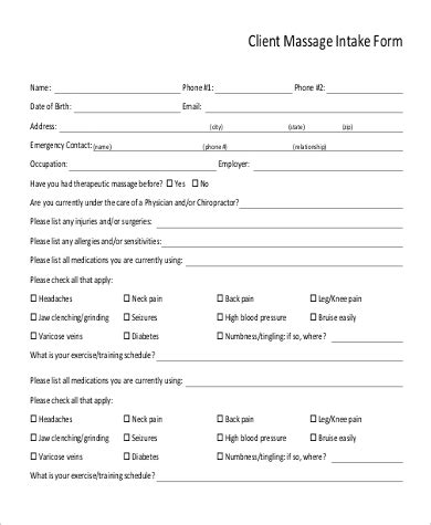 client intake form template template business