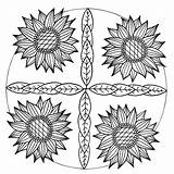 Sunflower Coloring Mandala Adult Pages Inspired Favecrafts Colouring Adults Flower Printable Mandalas sketch template