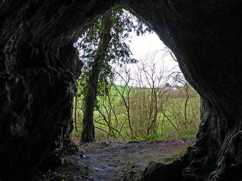 photographs  king arthurs cave nature reserve herefordshire england cave entrance