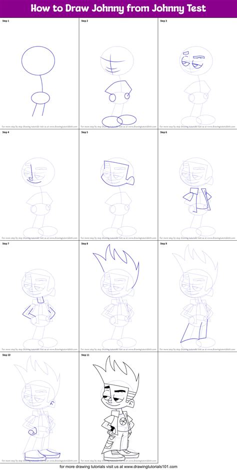 draw johnny  johnny test printable step  step drawing