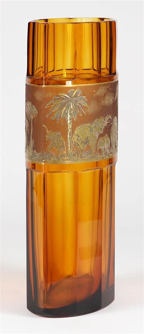 Moser Karlsbad Bohemian Glass Vase Having A Cylindrical