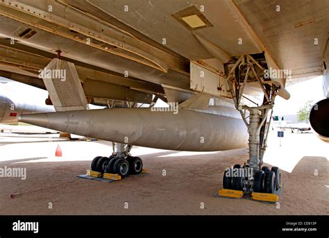 under the fuselage of convair b 58 hustler supersonic jet