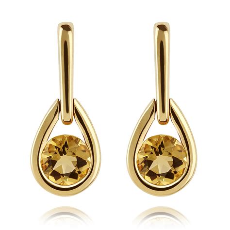 18ct Yellow Gold Citrine Drop Earrings Pravins Jewellers