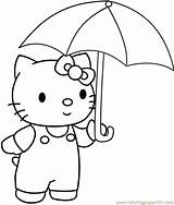 Umbrella Coloring Kitty Hello Drawing Pages Printable Holding Cartoon Cat Clipart Kids Popular Cute Drawings Characters Sheet Winter Boy Pencil sketch template