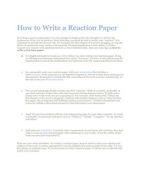 write  reaction paper introduction   write  reaction