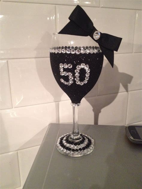 50th Birthday Wine Glass For A Lady Who Loves Her Bling